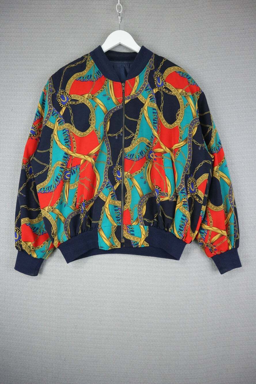 Jacqueline Ferrar Style Chain Vintage 1990s Bomber Jacket no tag fits Large